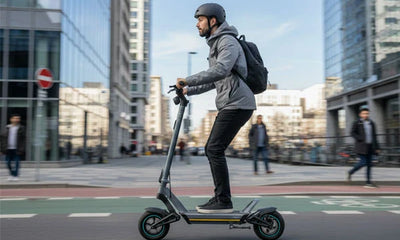 A person riding a JGH e-scooter for commuting