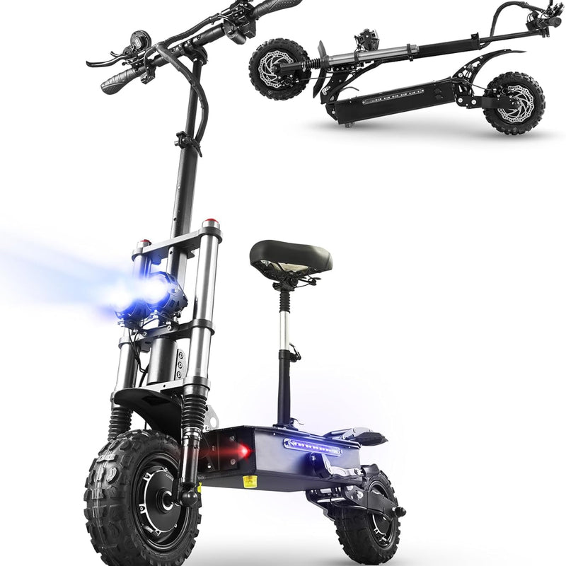 JGH 3200W/5600W Dual Motor Electric Scooter for Adults with Seat,45/50MPH Top Speed, 40/56 Mile Range, Foldable, LED Display, Non-Slip Deck, Adjustable Handlebar Height