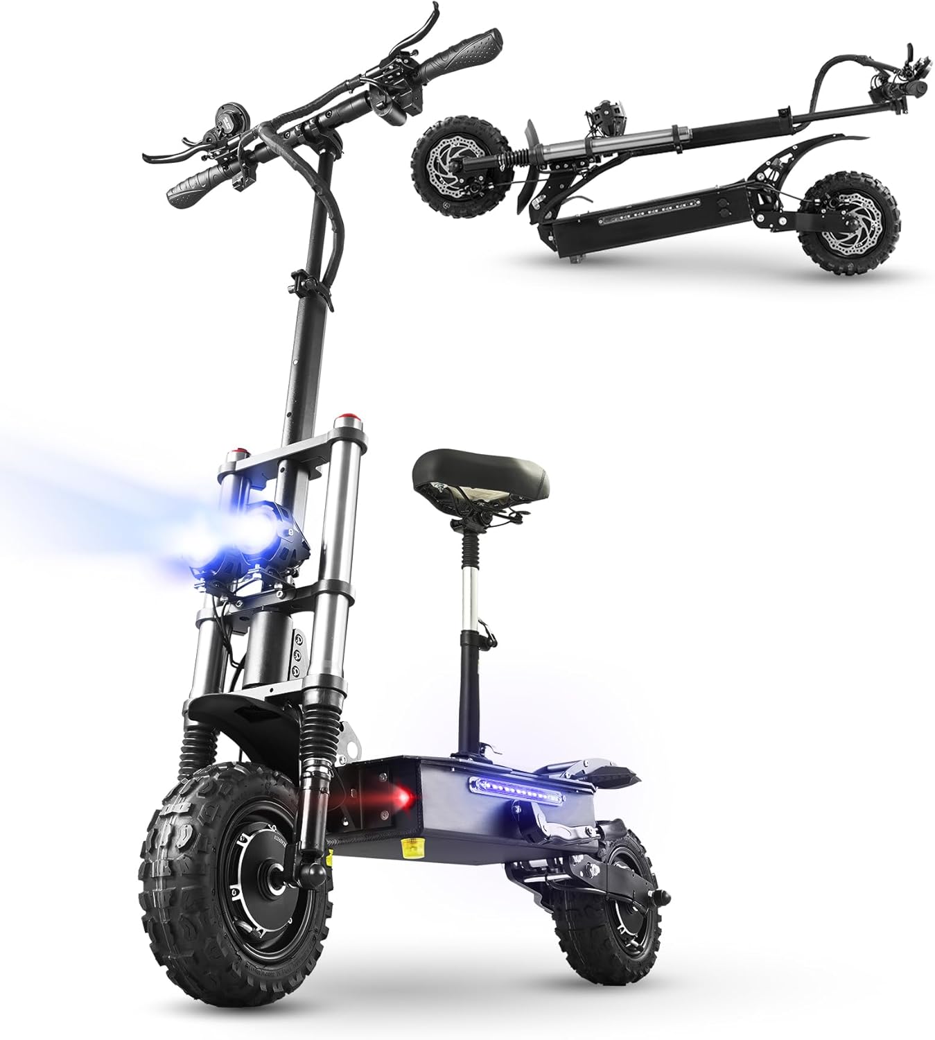 JGH 3200W/5600W Dual Motor Electric Scooter for Adults with Seat,45/50MPH Top Speed, 40/56 Mile Range, Foldable, LED Display, Non-Slip Deck, Adjustable Handlebar Height