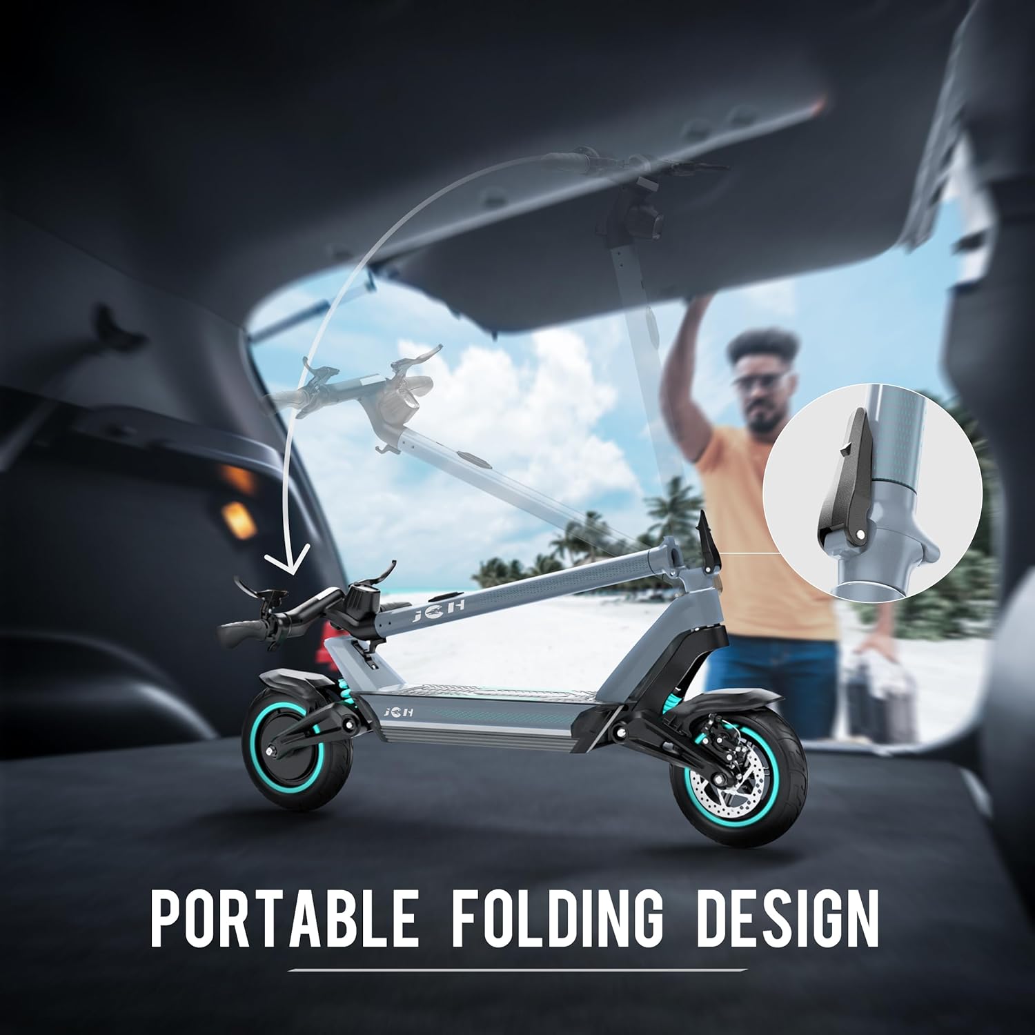 JGH Electric Scooter Adults,48V 20Ah Max 40 Miles Range,800W Motor,30 MPH Top Speed,10" Off Road Pneumatic Tires,Adult Electric Scooter,Folding Commuter Fast Electric Scooter with Smart APP