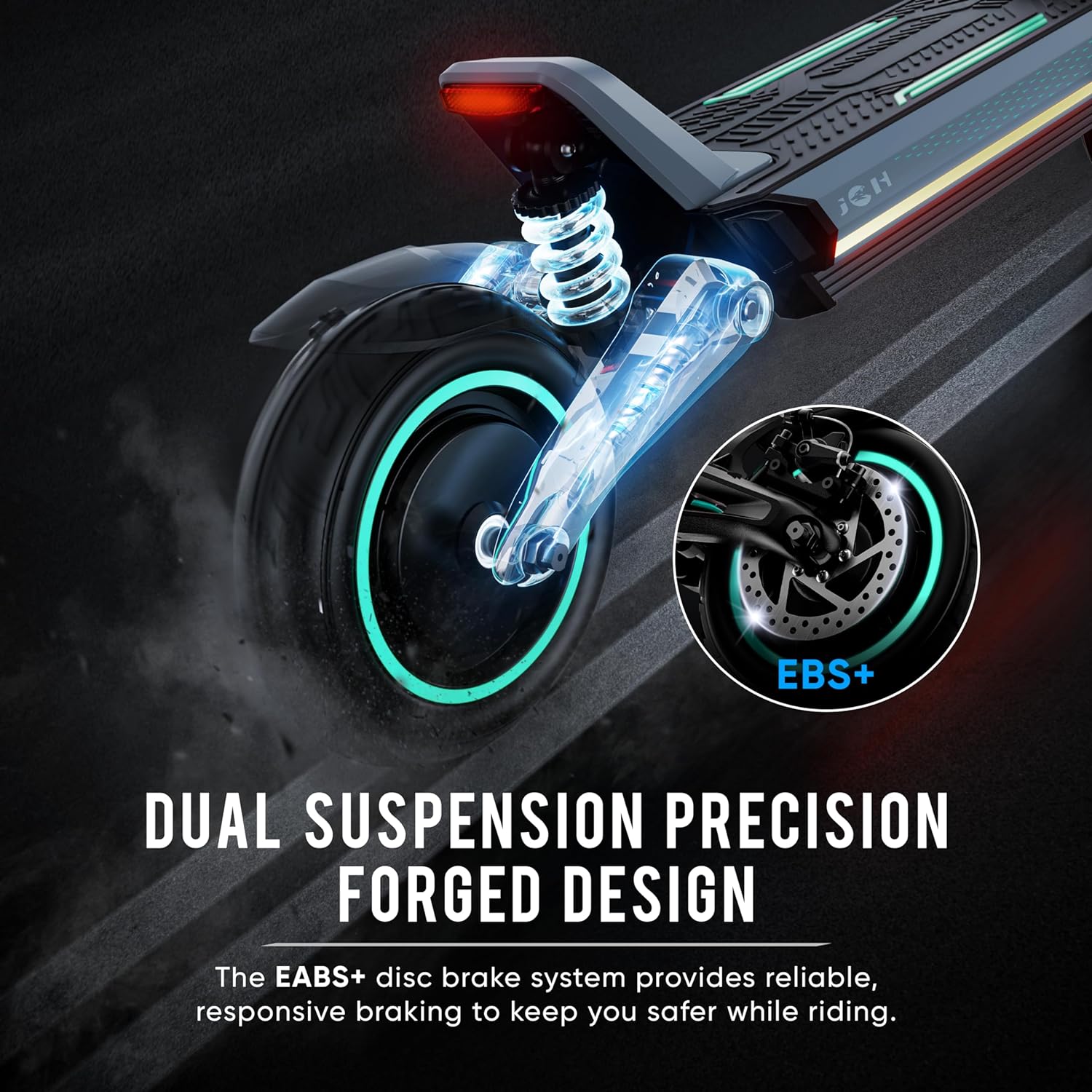 JGH Electric Scooter Adults,48V 20Ah Max 40 Miles Range,800W Motor,30 MPH Top Speed,10" Off Road Pneumatic Tires,Adult Electric Scooter,Folding Commuter Fast Electric Scooter with Smart APP
