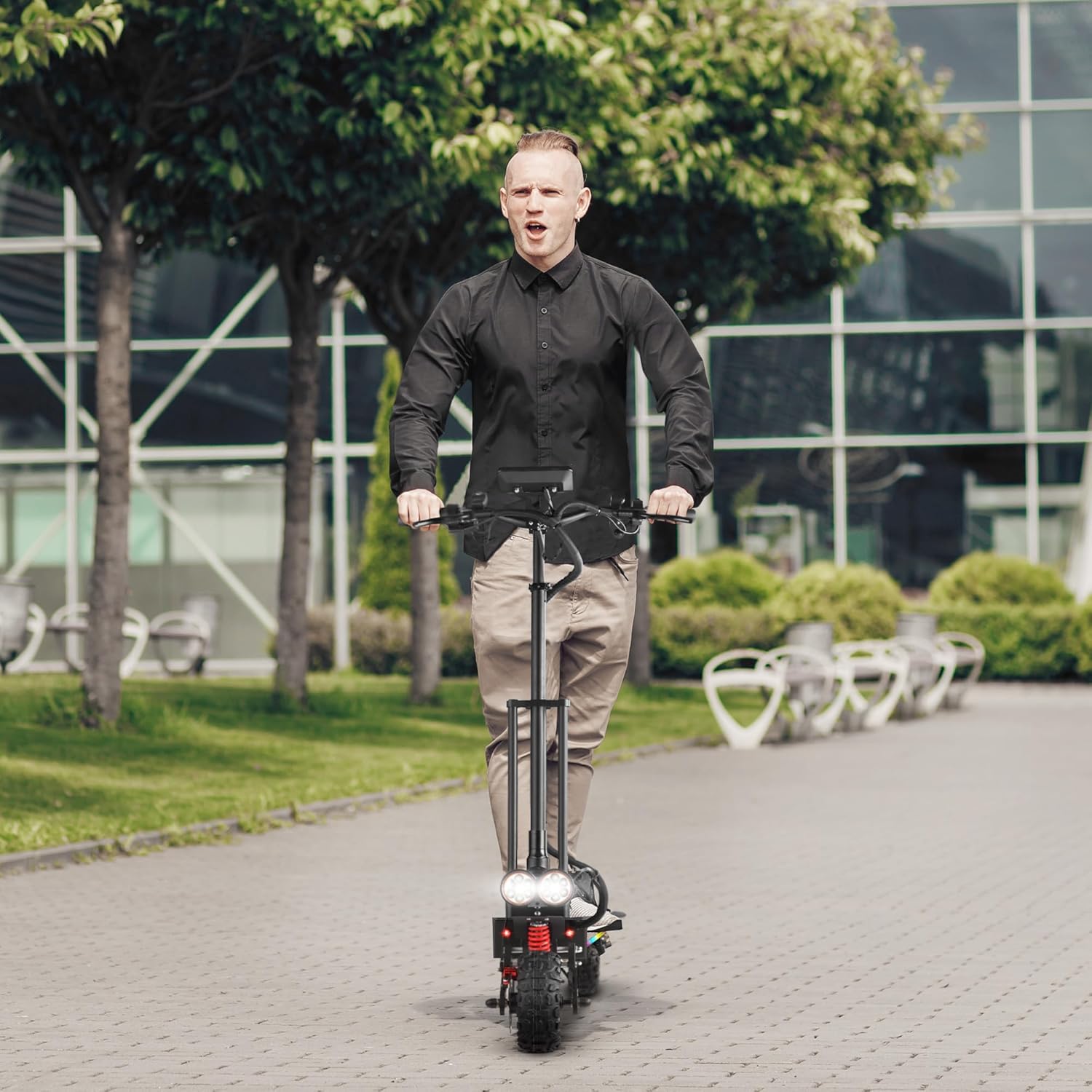 JGH 6000W 40Ah Dual Motor Electric Scooter for Adults with Seat, 65-75 Mile Range, 55MPH Top Speed, Foldable, LED Display, Non-Slip Deck, Adjustable Handlebar Height