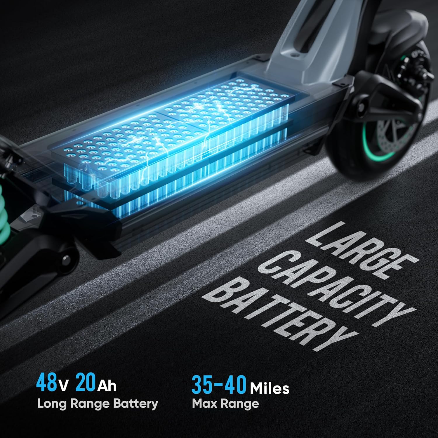 JGH Electric Scooter Adults,48V 20Ah Max 40 Miles Range,800W Motor,30 MPH Top Speed,10" Off Road Pneumatic Tires,Adult Electric Scooter,Folding Commuter Fast Electric Scooter with Smart APP